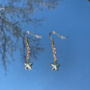 handmade gold chain star earrings